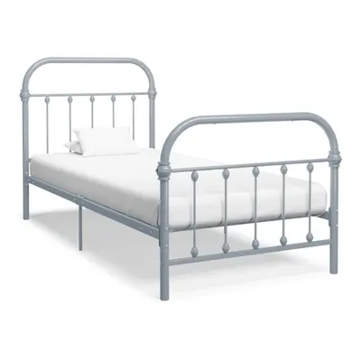 vidaXL Bed Frame Grey Metal 100x200cm Light Solid Bedroom Furniture Single Bed