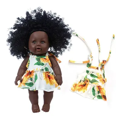 () 30CM Silicone Vinyl Dress Up Fashion African Curly Hair Realistic Rebirth Lifelikes Black Ski