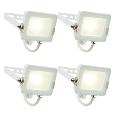 4 PACK Outdoor Waterproof LED Floodlight - 10W Cool White LED - Matt White