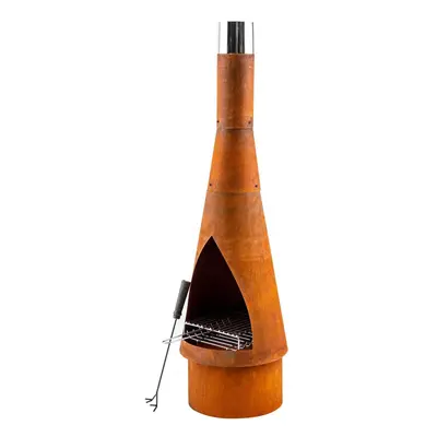 Conical Chiminea, Fireplace, Fire Pit, Heater, H127cm - Corten Steel - DG110