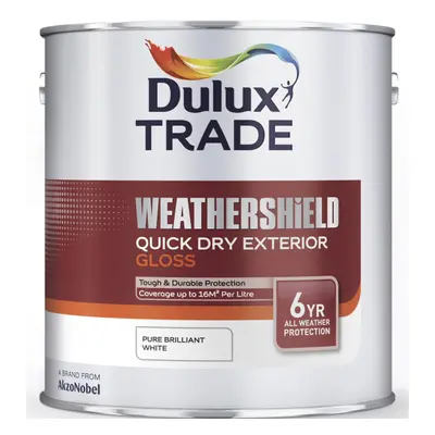 Dulux Trade Weathershield Quick Dry Exterior Gloss Pure Brilliant White 2.5 Litres