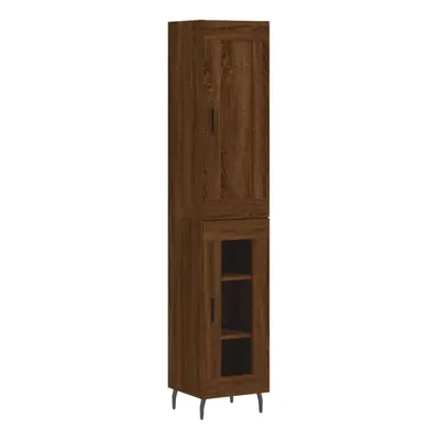 (brown oak, glass door) vidaXL Highboard Sideboard Tall Storage Cabinet Side Cabinet Engineered 