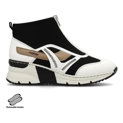 (7.5 (Adults')) N6360-00 | Black/White | Womens Wedge Ankle Boots