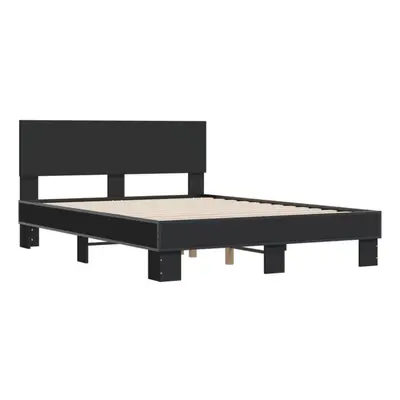 vidaXL Bed Frame Bed Black 120x190 cm Small Double Engineered Wood and Metal