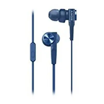 Sony MDR-XB55AP In-Ear Extra Bass Headphones with mic for phone calls - Blue (Renewed)