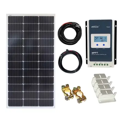 100w Mono Solar Panel Kit 12V/24V MPPT controller cables bracket battery charging