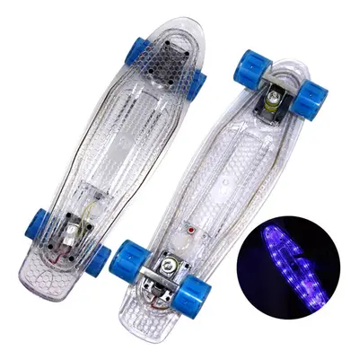 (White) Kids Skateboard Full Board Flashing Wheel Children Scooter Long-board Banana Skate Board