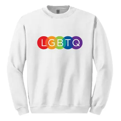 (4XL) LGBTQ Flag Colourful Rainbow Gay Pride White Sweater Mens Sweatshirt Jumper