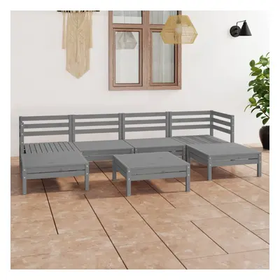 vidaXL Garden Lounge Set Outdoor Sofa Set Couch Piece Grey Solid Wood Pine