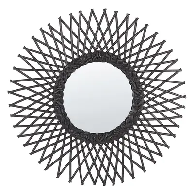 Wall Mirror TAGOLU Rattan Black