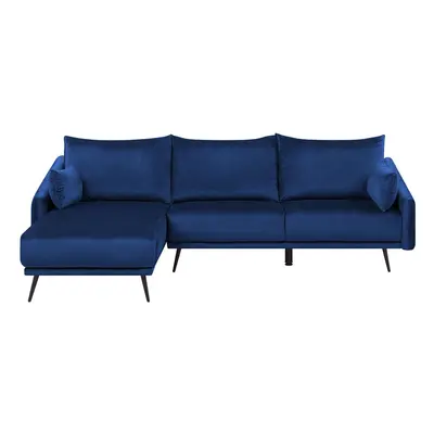 Corner Sofa VARDE Velvet Navy Blue Right Hand