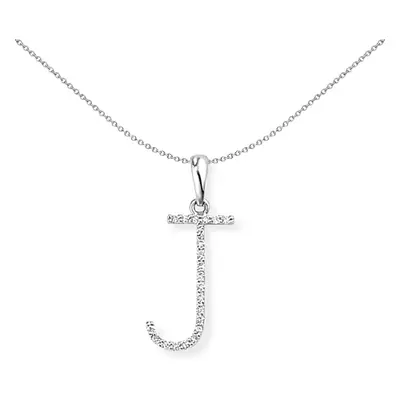 Jewelco London 18ct White Gold Pave Diamond Initial Charm Pendant Letter J 9mm x 20mm - INNR027-