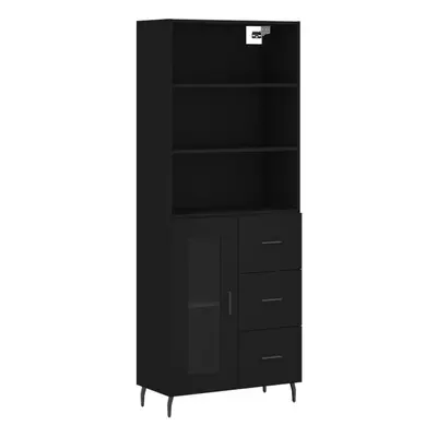 vidaXL Highboard Sideboard Cupboard Storage Cabinet Black Engineered Wood