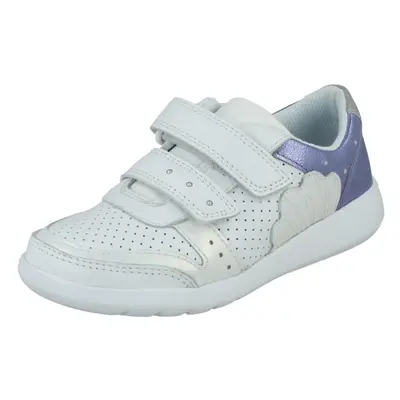 (White, UK 10.5 Child) Girls Clarks Casual Trainers Scape Shell - White Leather - UK Size 1.5F -