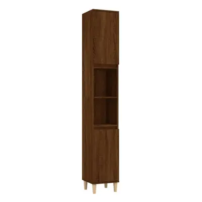 (brown oak) vidaXL Bathroom Cabinet Cupboard Tallboy Unit Storage Cabinet Engineered Wood