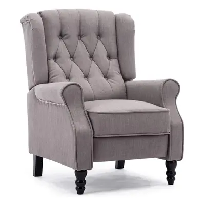 (Marl Grey) Althorpe Wing Back Fireside Recliner Fabric Bonded Leather Occasional Armchair Sofa 