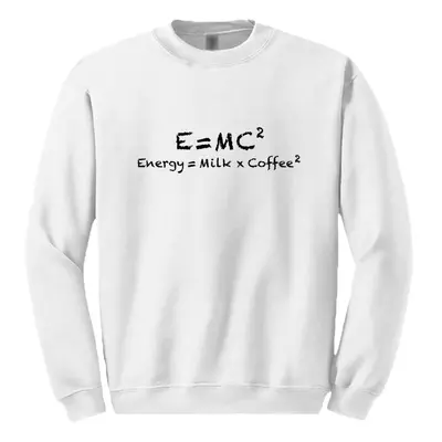 (4XL) E=mc2 Energy Milk Coffee Funny Einstein White Sweater Mens Sweatshirt Jumper