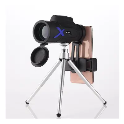 12X50 Waterproof Monocular Optical HD Lens Portable Telescope + Mobile Phone Clip + Telescopic b