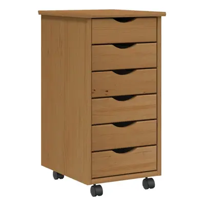 (honey brown, x x 65.5 cm) vidaXL Rolling Cabinet with Drawers Mobile File Cabinet Solid Wood Pi