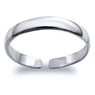 Jewelco London Ladies Solid 9ct White Gold D-Shape Band Toe Ring 2.5mm - JTR019