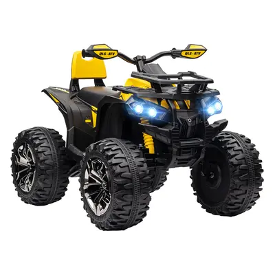 HOMCOM 12V Quad Bike ATV with LED Lights, Music, for Kids, Yellow