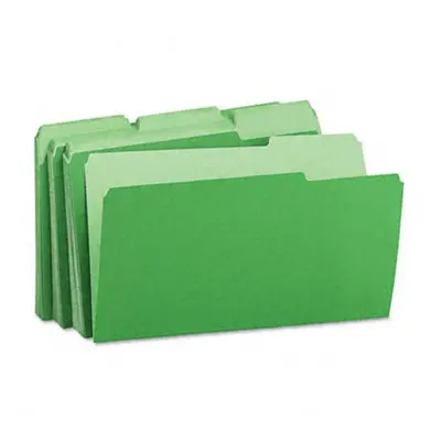 Universal Recycled Interior File Folders- 1/3 Cut- Top Tab- Legal- Green- 100/Box