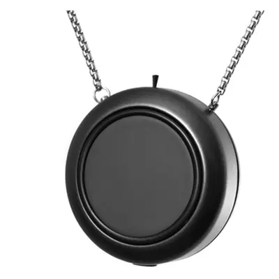 (Black) Portable Low Noise Necklace Air Purifier Freshener Mini Negative Ion Generator