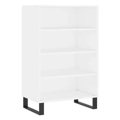 (white) vidaXL Highboard Sideboard Storage Cabinet High Gloss White Engineered Wood