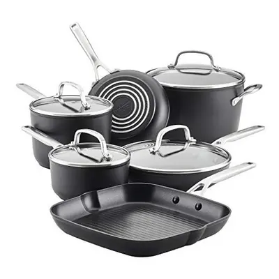 KitchenAid Hard Anodized Induction Nonstick Cookware Pots and Pans Set, Aluminum, Matte Black