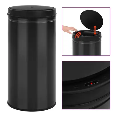 vidaXL Automatic Sensor Dustbin 70L Carbon Steel Black Kitchen Waste Dust Bin