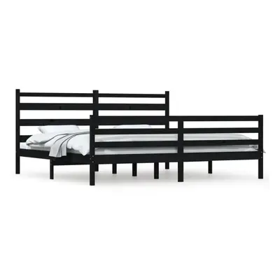 vidaXL Solid Wood Pine Bed Frame 200x200 cm Black Wooden Bedstead Platform Bed