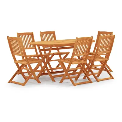 vidaXL Folding Outdoor Dining Set Piece Solid Eucalyptus Wood Table & Chair