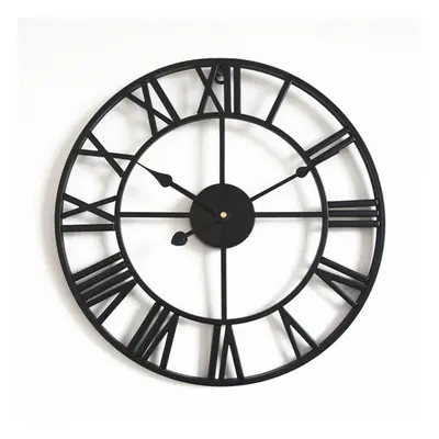 (Black, 40cm) 40cm/50cm Large Metal Skeleton Wall Clock Antique gold Home Decor Round Living Roo