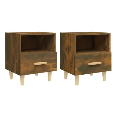 (smoked oak, 2) vidaXL 1/2x Bedside Cabinet Drawer Cabinet Home Telephone Stand Multi Colours