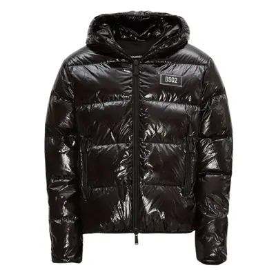 (XXL) Dsquared2 Patch Logo Shiny Black Down Jacket