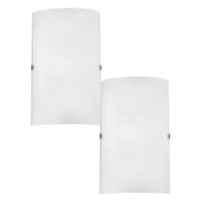 2 PACK Wall Light Colour Satin Nickel Shade White Satinized Glass E14 1x60W