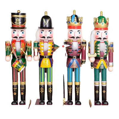 4PCS/Set 30cm Wooden Nutcracker Doll Soldier Vintage Handcraft Decoration Christmas Gifts