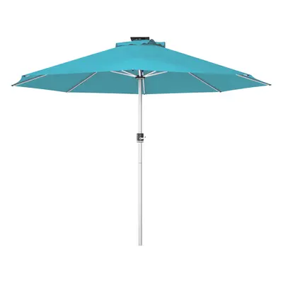 Outsunny Solar Patio Garden Parasol with Lights for Outdoor, Blue