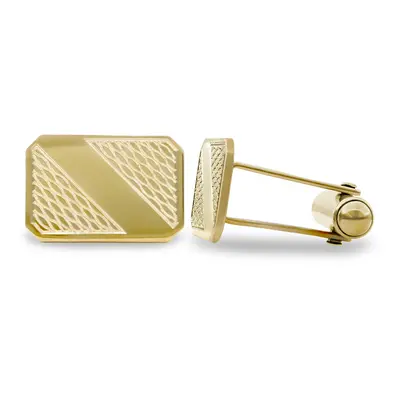 Jewelco London Men's Solid 9ct Yellow Gold Rectangular Ogee Pattern Swivel Back Cufflinks (with 