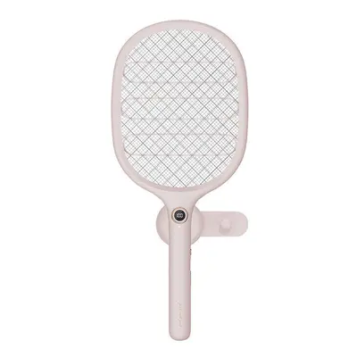 (Pink) 2-in-1 Electric Fly Mosquito Swatter 1800mAh USB/Magnetic Rechargeable 3-Layer Safety Mes