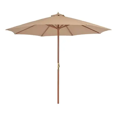 vidaXL Outdoor Parasol with Wooden Pole 300cm Taupe Garden Umbrella Sunshade