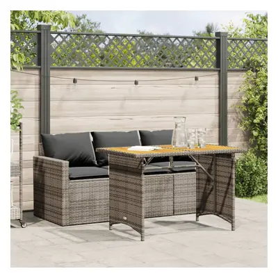 vidaXL Piece Garden Dining Set with Cushions Grey Poly Rattan