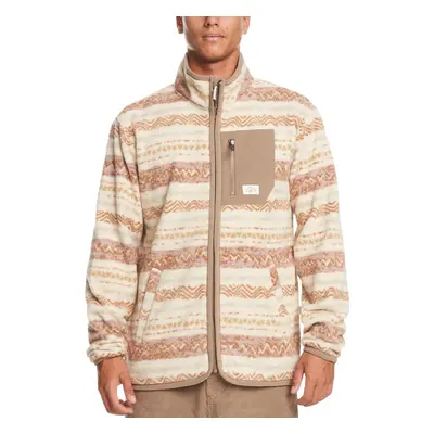 (L, Birch Playa) Quiksilver Mens Clean Coasts Patterned Full Zip Fleece Jacket - Birch Playa