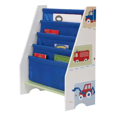 Worlds Apart Kid's Bookcase Trucks and Tractors White WORL230007