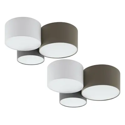 2 PACK Wall Flush Ceiling Light White Anthracite Brown White Grey Fabric 3x E27