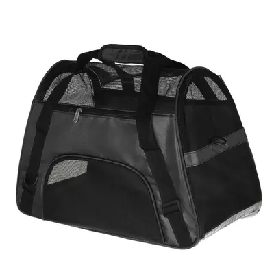 (Black) Pet Carrier Soft Sided Cat Dog Comfort Safe Travel Tote Bag Travel Outdoor