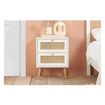 Bedside Drawer Cabinet White Rattan Birlea Croxley Nightstand Side Table