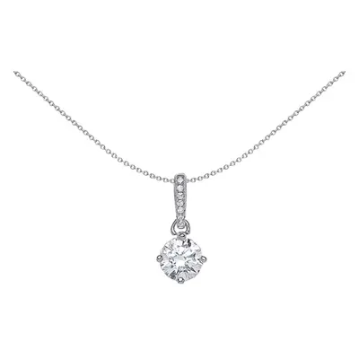 Jewelco London Ladies Sterling Silver Cubic Zirconia Claw Solitaire Pendant Necklace inch - GVP3