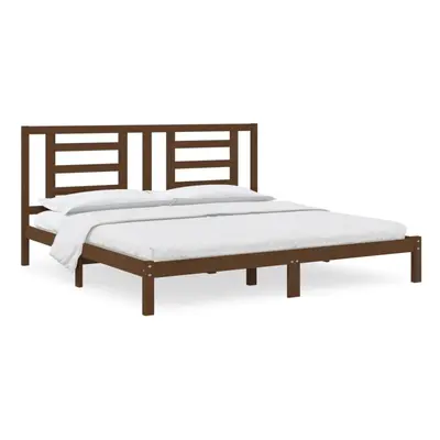 vidaXL Solid Wood Pine Bed Frame Honey Brown 200x200 cm Bedstead Bed Base