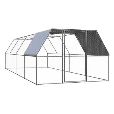 vidaXL Outdoor Chicken Cage Galvanised Steel Patio Chicken Hen House Coop Run